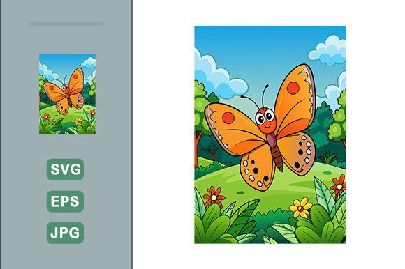 Download Butterfly Vector Landscape Background - Premium Bundle