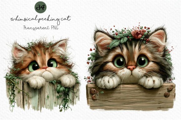 Download Whimsical Peeking Cat Clipart - Cat clipart Collection